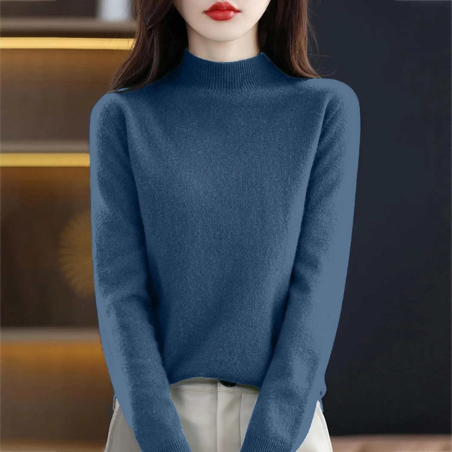 Cashmere Sweaters for Women Long Sleeve Trendy 2025 Fall Knitted Pullover Soft Warm Sweater Tops