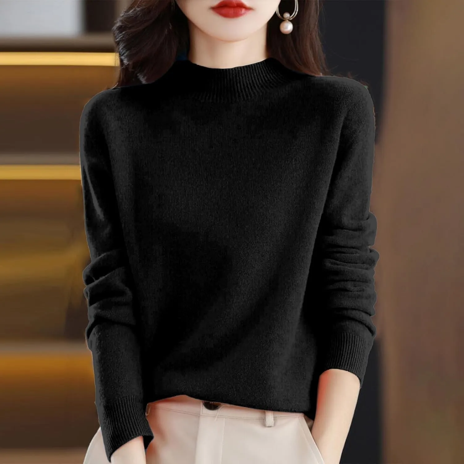Cashmere Sweaters for Women Long Sleeve Trendy 2025 Fall Knitted Pullover Soft Warm Sweater Tops