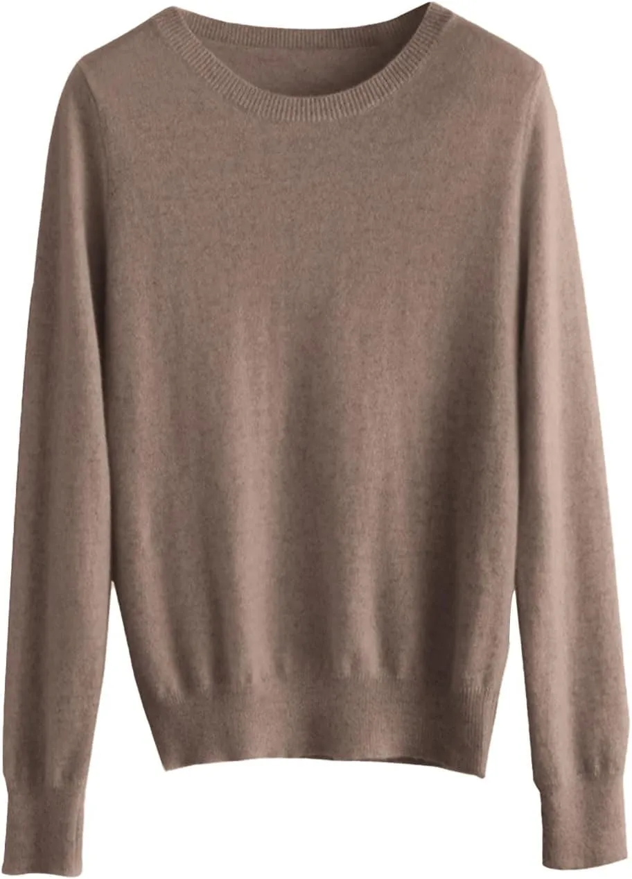 Cashmere Sweaters for Women,Crew Neck Long Sleeve Soft Pullover Sweater,Fall Spring Solid Color Knit Jumper Tops