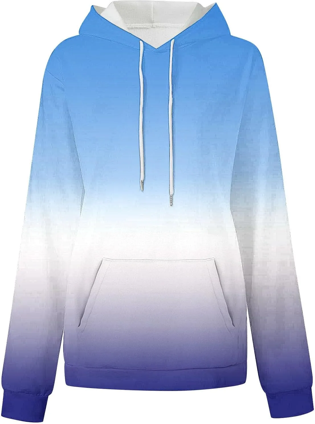 Casual Womens Tie Dye Fleece Hoodies Classic Neon Gradient Sweatshirts Loose Oversized Drawstring Pullover Tops