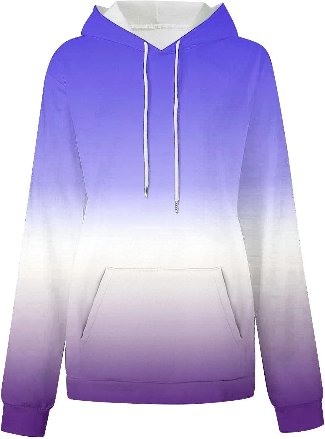 Casual Womens Tie Dye Fleece Hoodies Classic Neon Gradient Sweatshirts Loose Oversized Drawstring Pullover Tops