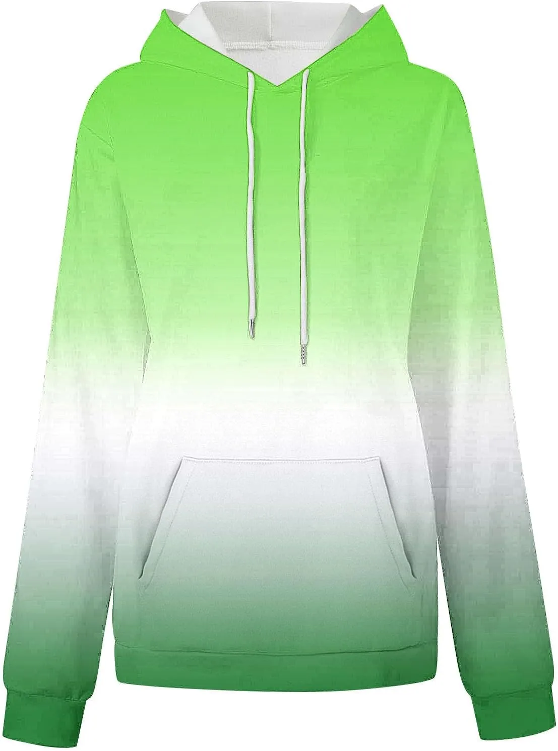 Casual Womens Tie Dye Fleece Hoodies Classic Neon Gradient Sweatshirts Loose Oversized Drawstring Pullover Tops