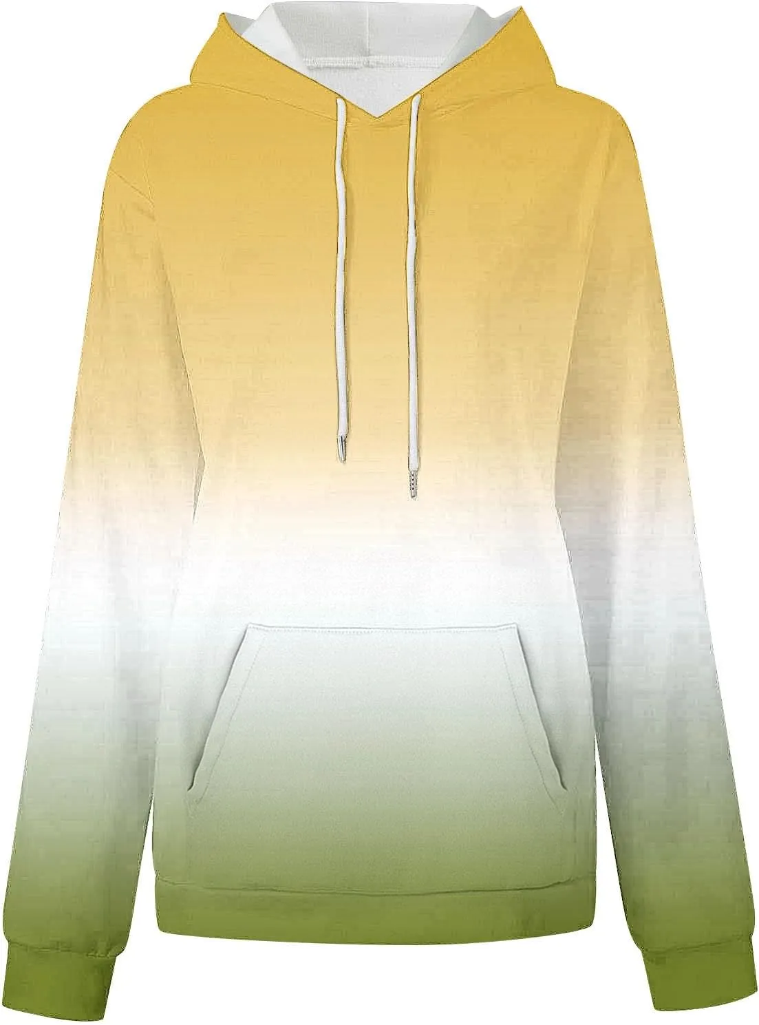 Casual Womens Tie Dye Fleece Hoodies Classic Neon Gradient Sweatshirts Loose Oversized Drawstring Pullover Tops