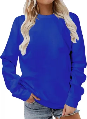 Ceboyel Womens No Hooded Crew Neck Sweatshirt Solid Color Comfy Pullover Tops Long Sleeve Shirts Sweater Trendy Clothes 2024