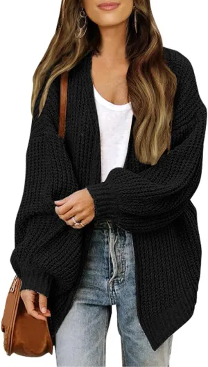Chunky Cardigan Sweaters for Women Casual Comfy Open Front Long Cardigan Loose Fit Winter Warm Oversized Sweaters