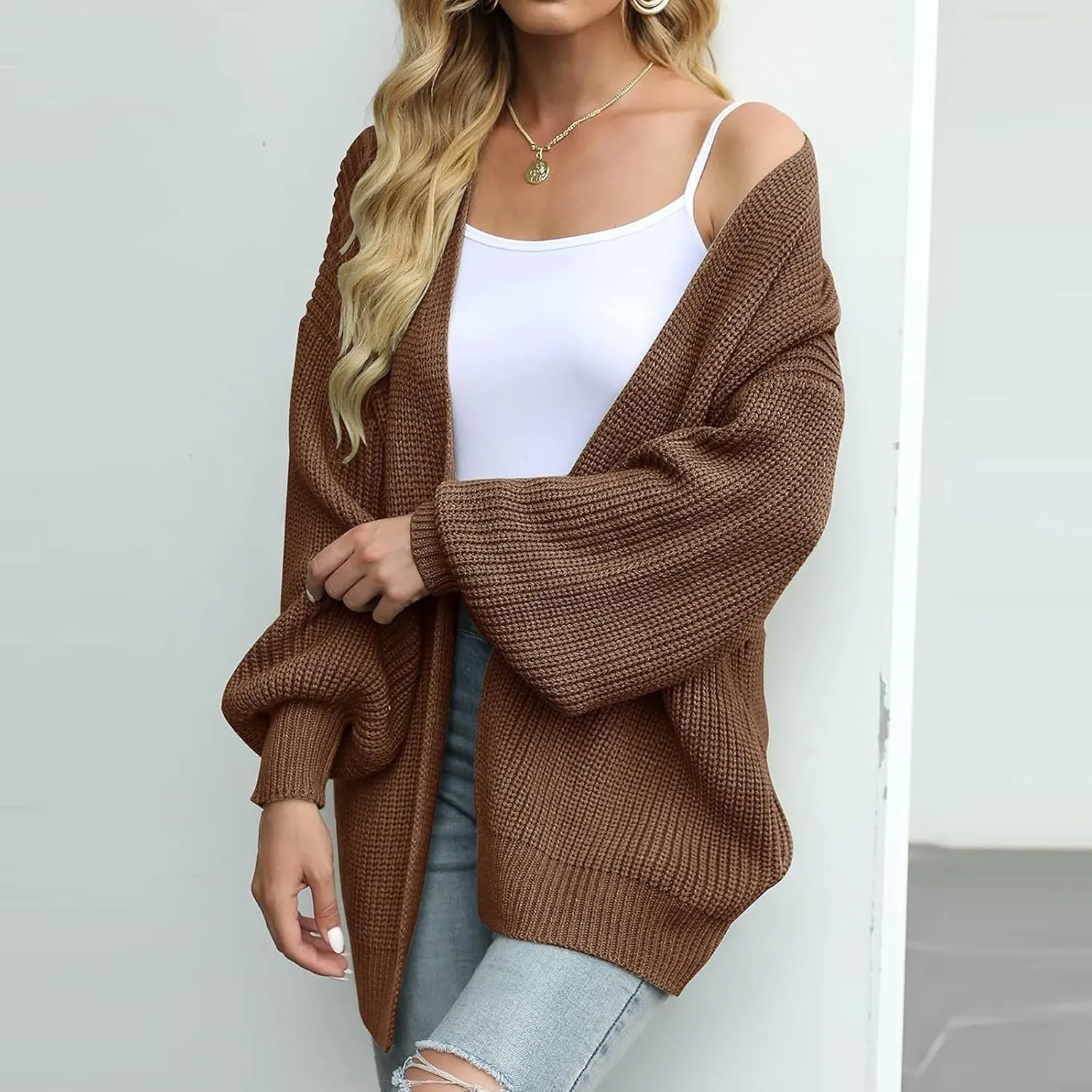 Chunky Cardigan Sweaters for Women Casual Comfy Open Front Long Cardigan Loose Fit Winter Warm Oversized Sweaters