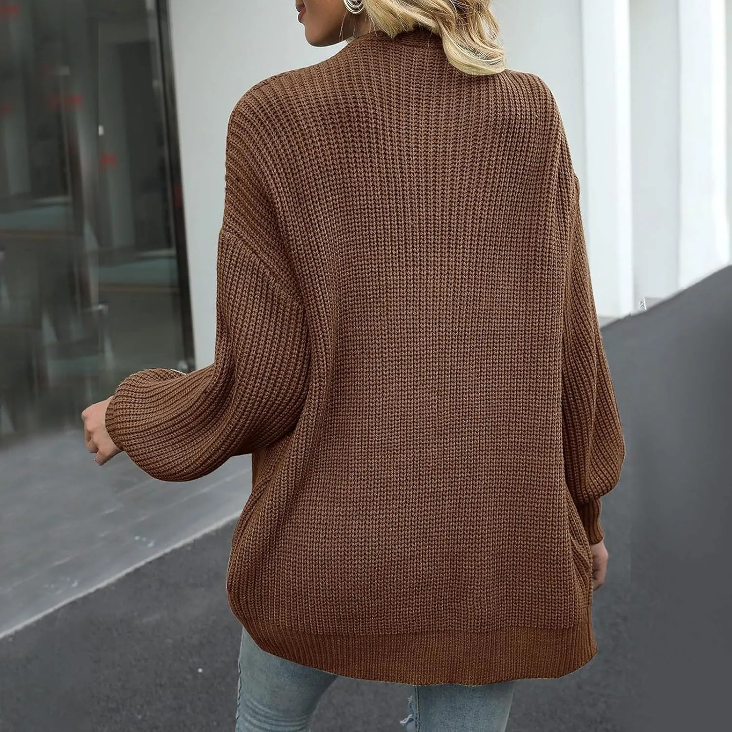 Chunky Cardigan Sweaters for Women Casual Comfy Open Front Long Cardigan Loose Fit Winter Warm Oversized Sweaters