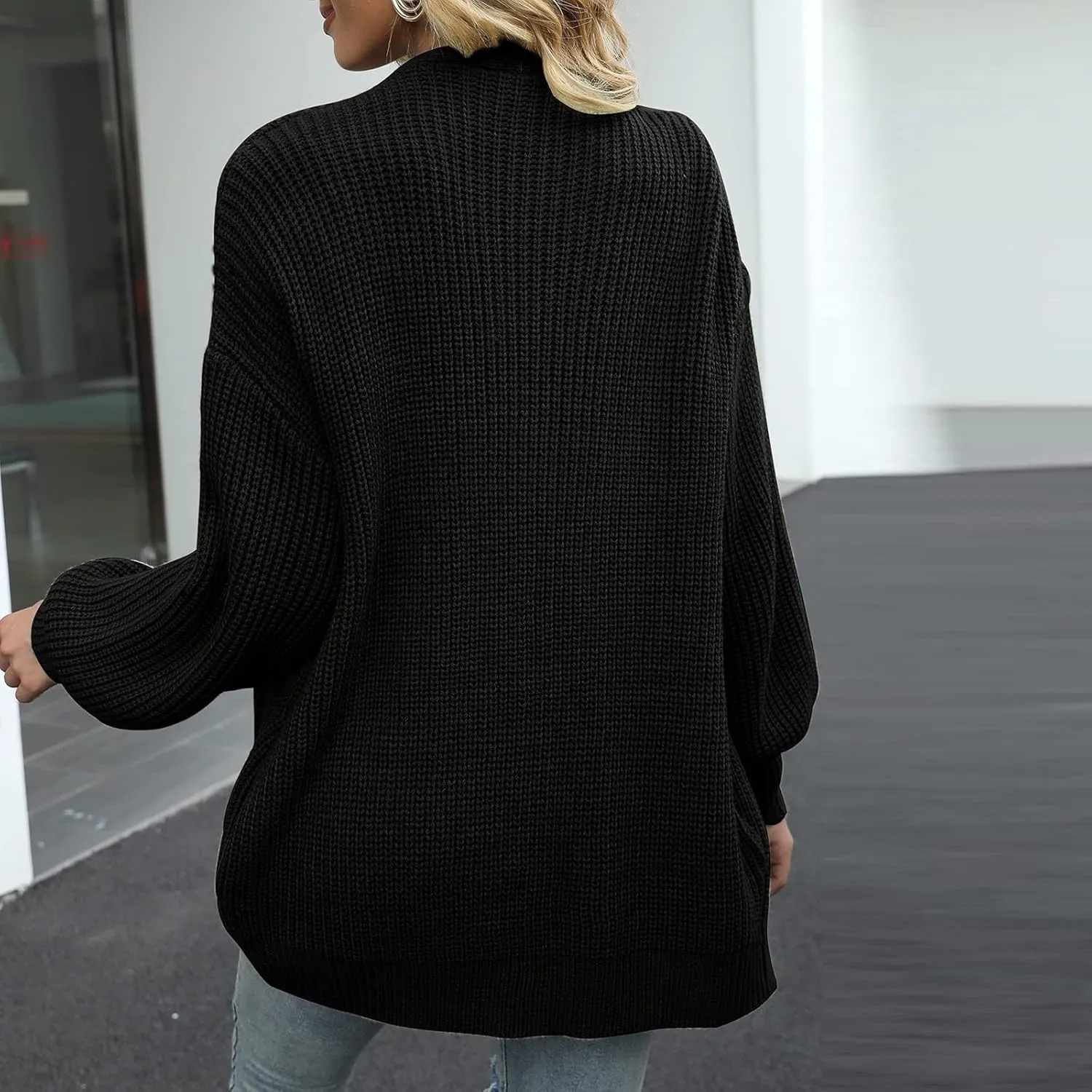 Chunky Cardigan Sweaters for Women Loose Fit Open Front Cardigan Oversized Cable Knit Sweaters with Pockets