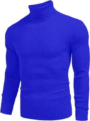 Chunky Knit Sweaters for Men Long Sleeve High Neck Classic Pullover Stretchy Winter Fashion Thermal Sweaters