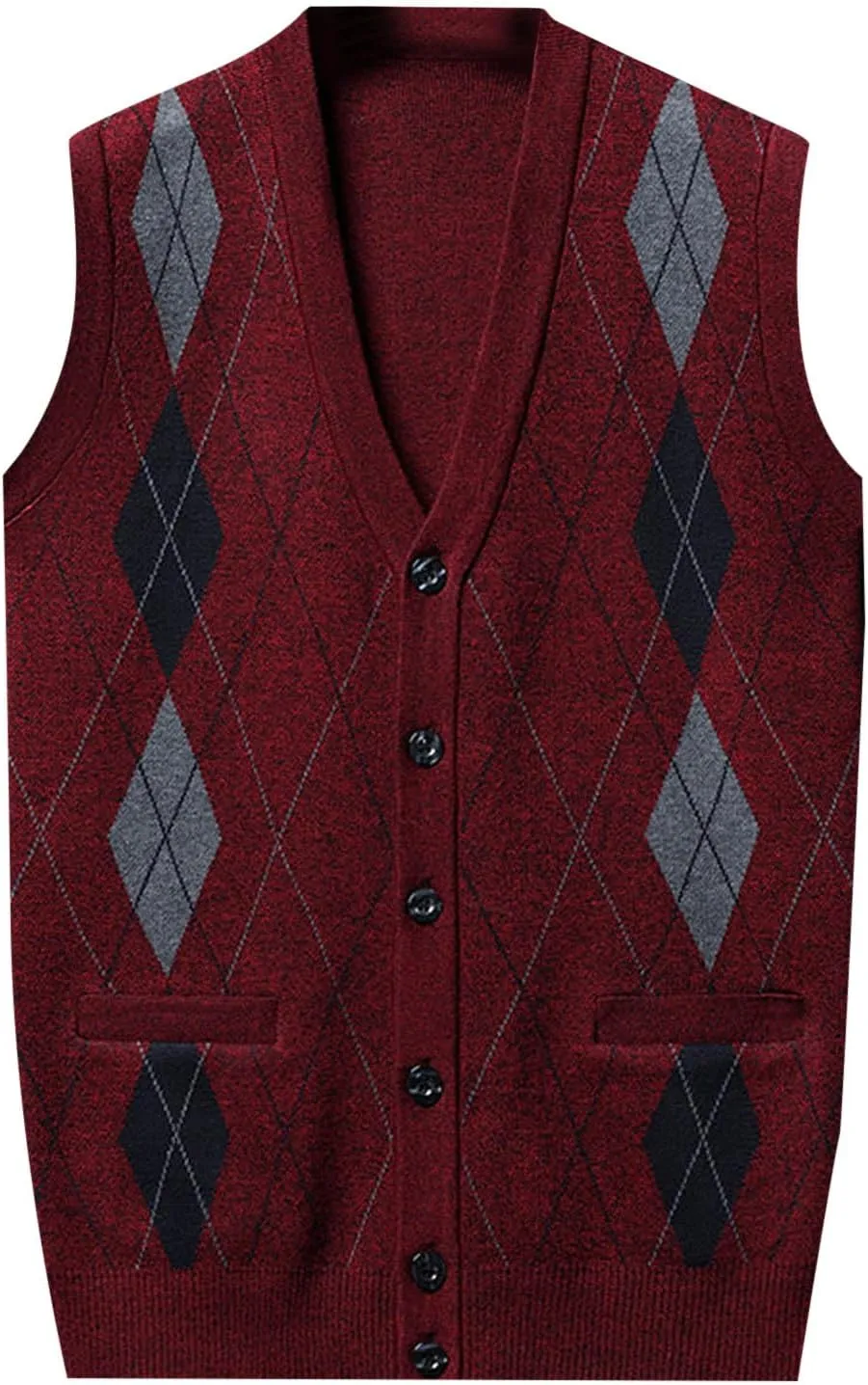 Chunky Knit Sweaters for Men Sleeveless V Neck Knit Jumper Pullover Soft Casual Fall Fashion Pullover Top