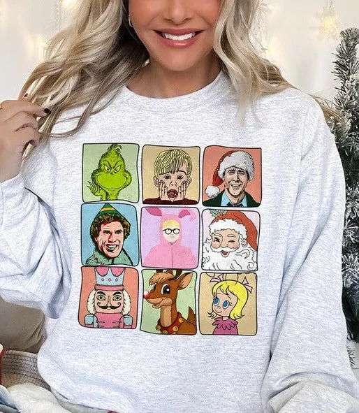 Classic Christmas Movie Characters Holiday Unisex Long Sleeve Graphic Sweatshirt