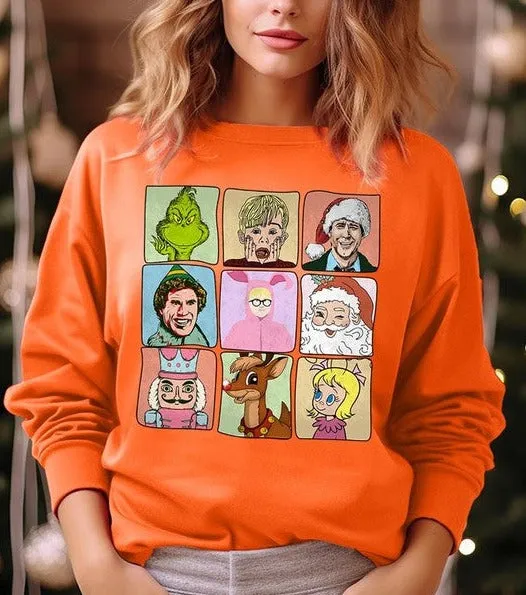 Classic Christmas Movie Characters Holiday Unisex Long Sleeve Graphic Sweatshirt