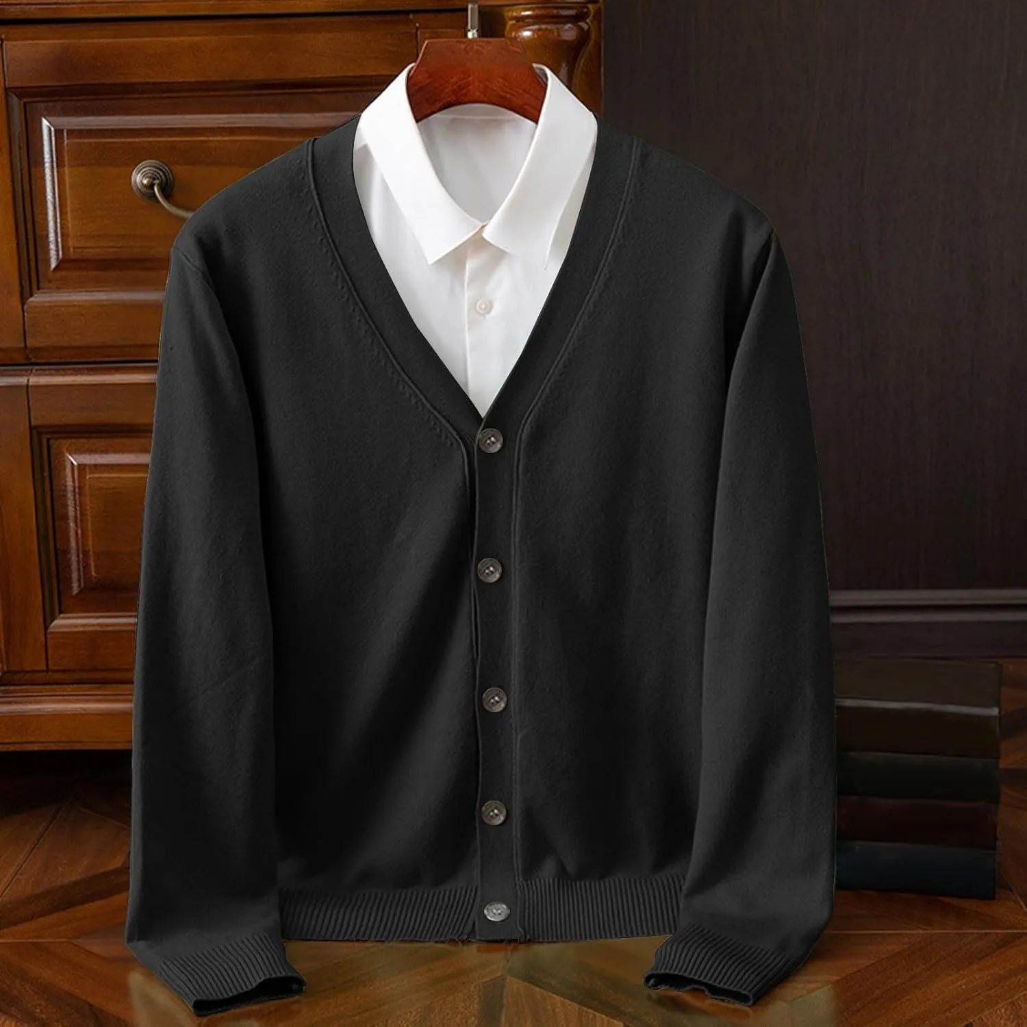 Classic V Neck Cardigans Sweaters for Men Casual Lightweight Button Down Knitted Sweater Tops Stretch Cardigan Jacket