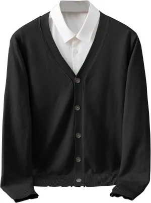 Classic V Neck Cardigans Sweaters for Men Casual Lightweight Button Down Knitted Sweater Tops Stretch Cardigan Jacket