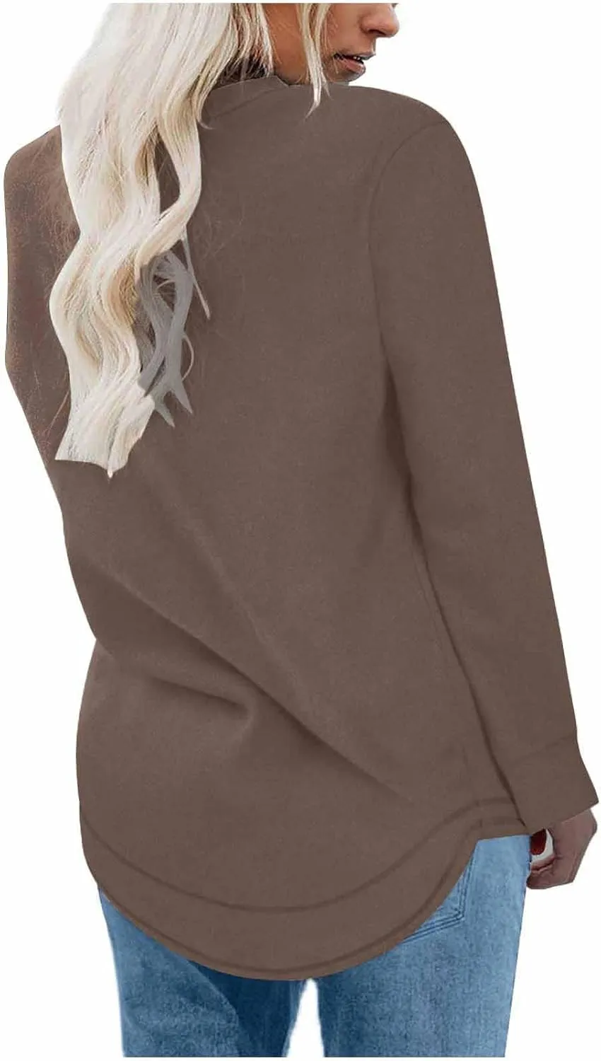 Crewneck Sweatshirt for Women Casual Long Sleeve Solid Color Pullover Tops Trendy Fleece 2024 Fashion Fall Tunic Tops