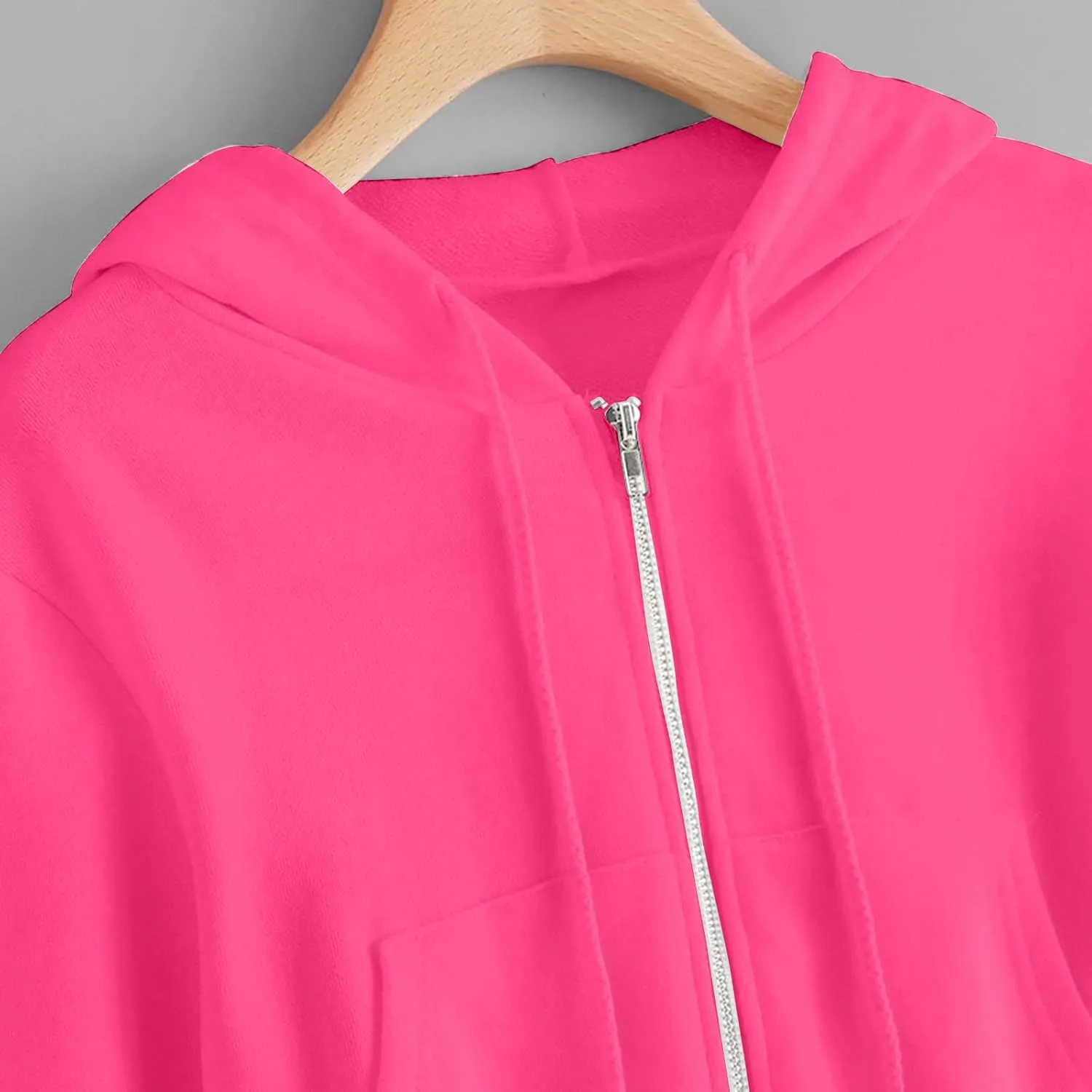 Cropped Hooded Sweatshirts for Women Fleece Full Zip Up Hoodies 90S Long Sleeve Y2k Clothes Jacket Top with Pockets