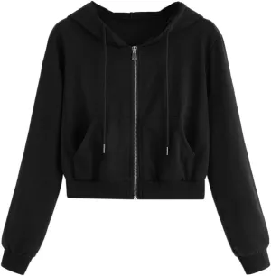 Cropped Hoodie Women Zip Up Hooded Sweatshirt 2023 Fashion Fall Crop Jackets Casual Cute Long Sleeve Crop Tops