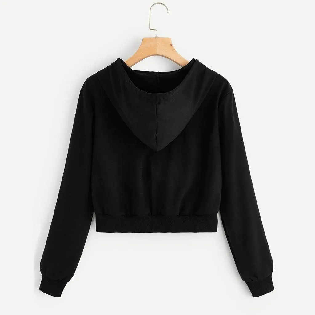 Cropped Hoodie Women Zip Up Hooded Sweatshirt 2023 Fashion Fall Crop Jackets Casual Cute Long Sleeve Crop Tops