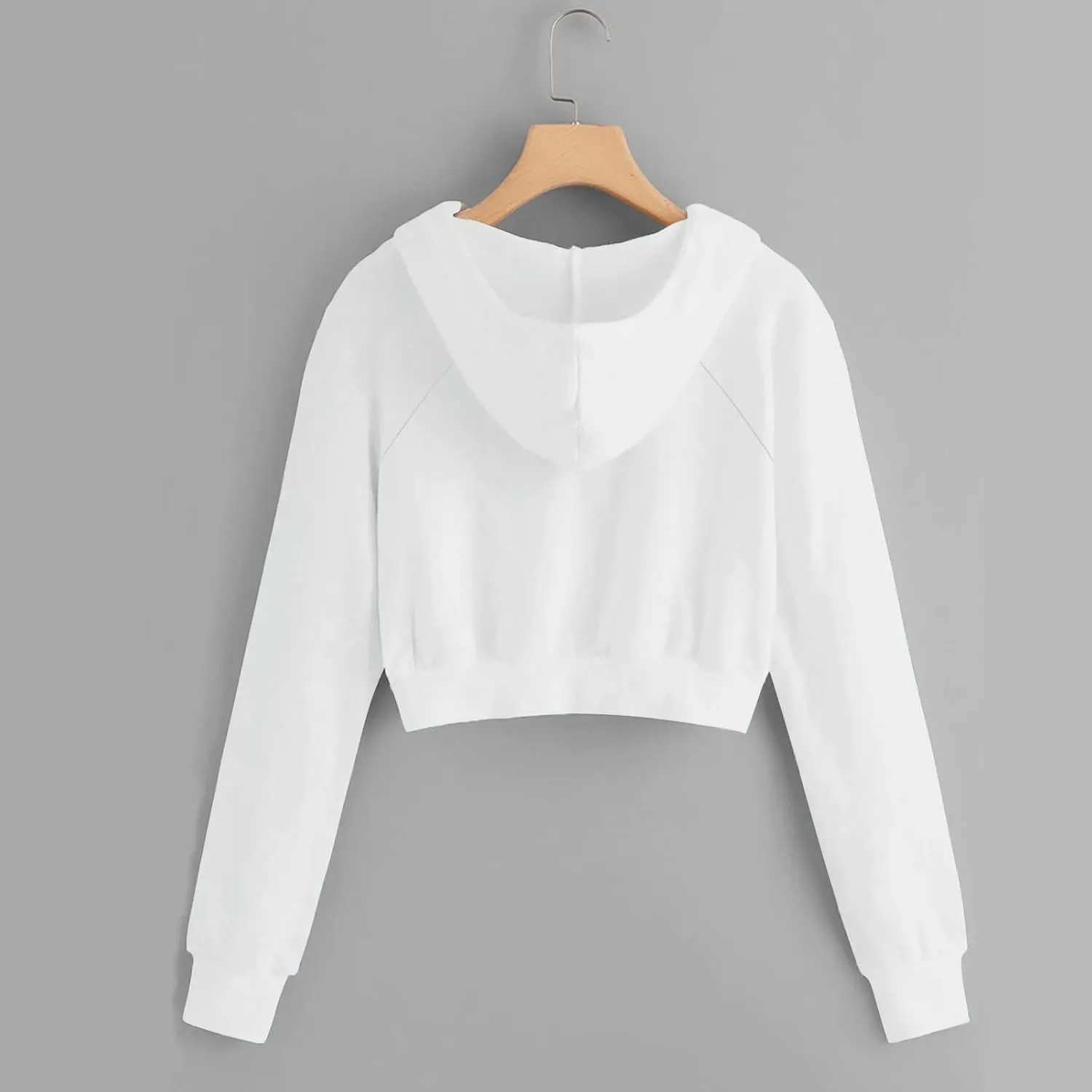 Cropped Hoodies for Women Trendy Zip Up Crop Sweatshirt Fashion Long Sleeve Solid Color Hooded Track Jacket