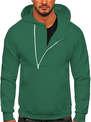 Ctreela Aesthetic Hoodies Sweatshirt for Men Designer Asymmetrical Pullover Tops Plus Size Workout Hoodie Half Zip Jackets