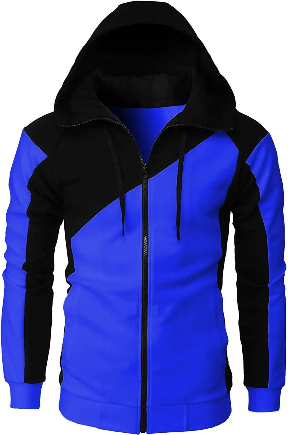 Ctreela Mens Fashion Color Block Hoodies Zip Up Jacket Workout Hooded Sweatshirts Slim-Fit Fall Lightweight Hoodie Coats