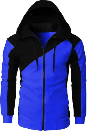 Ctreela Mens Fashion Color Block Hoodies Zip Up Jacket Workout Hooded Sweatshirts Slim-Fit Fall Lightweight Hoodie Coats