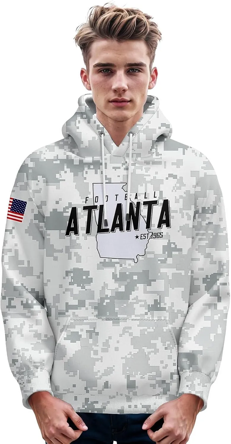 Custom Hoodie for Men Design Your Own Name and Number Football Sport Fan Sweatshirt Personalized Camo Pullover Tops