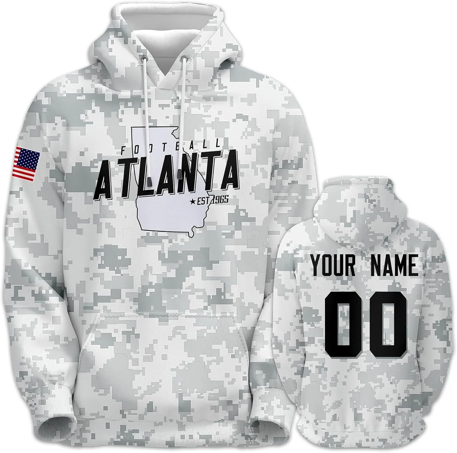 Custom Hoodie for Men Design Your Own Name and Number Football Sport Fan Sweatshirt Personalized Camo Pullover Tops
