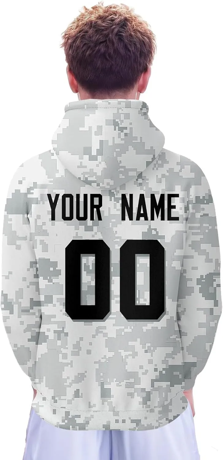 Custom Hoodie for Men Design Your Own Name and Number Football Sport Fan Sweatshirt Personalized Camo Pullover Tops