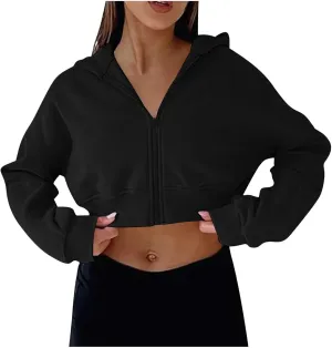 DDAPJ pyju Womens Cropped Sweatshirts 2025 Casual Half Zip Pullover Y2K Preppy Stand Collar Long Sleeve Fleece Sweatshirt