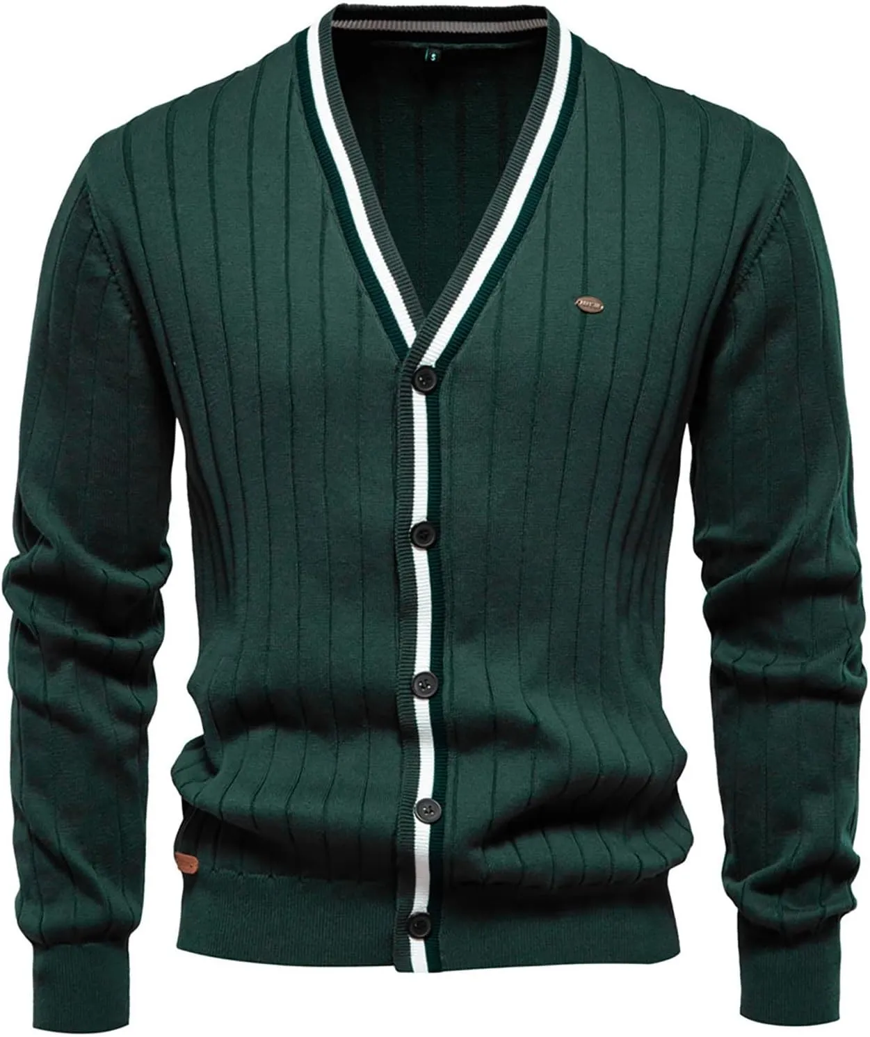 Dgoopd Cardigan Sweaters for Men Striped Knit Sweater Button Down V Neck Cardigan Lightweight Long Sleeve Sweater Casual Tops