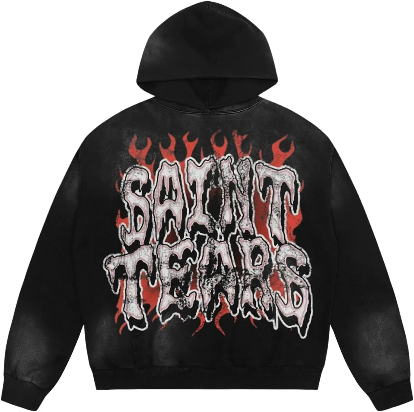 DONCARE Saint Graphic Print Oversized Hoodies Unisex Vintage Graphic Print Long Sleeve Shirt