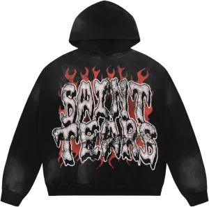 DONCARE Saint Graphic Print Oversized Hoodies Unisex Vintage Graphic Print Long Sleeve Shirt