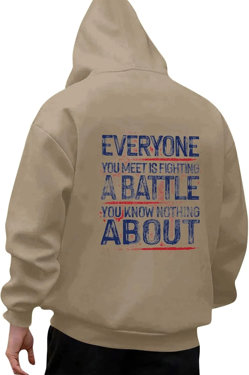 DOPOCQ Mens Hoodies Pullover Be Kind Print Casual Long Sleeve Sweatshirts Oversized Hooded Collar Drawstring Pullover