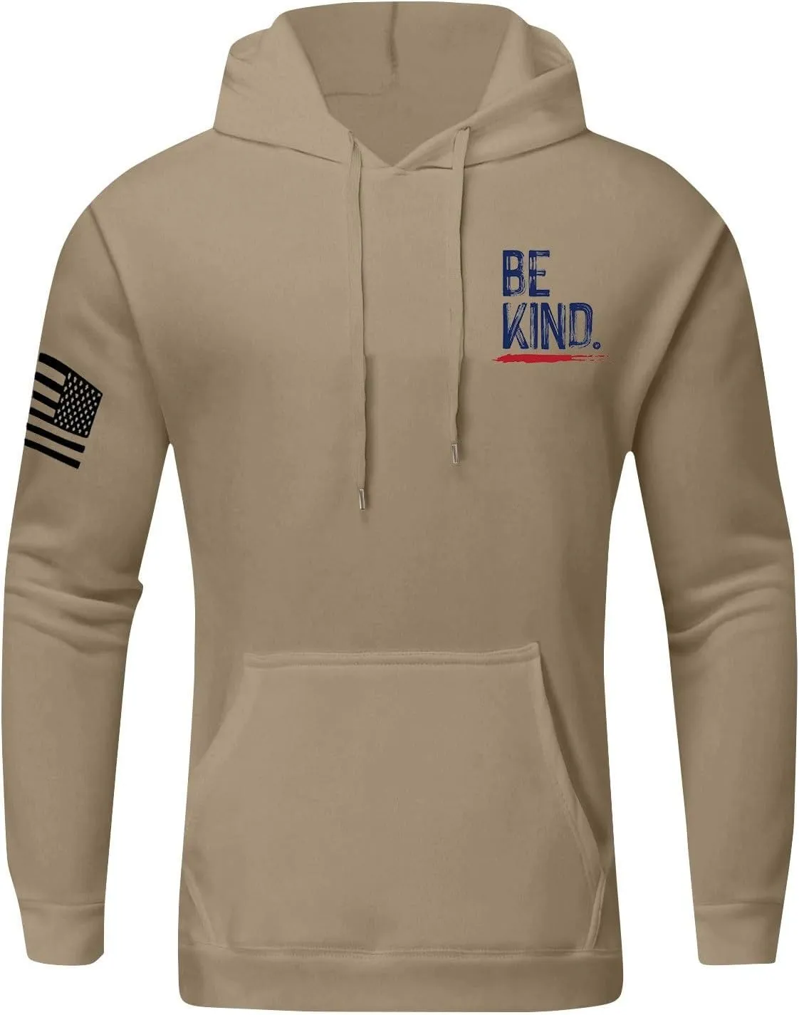 DOPOCQ Mens Hoodies Pullover Be Kind Print Casual Long Sleeve Sweatshirts Oversized Hooded Collar Drawstring Pullover