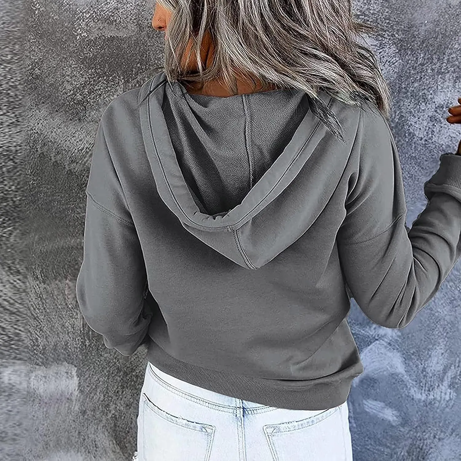 Dressy Casual Hoodies For Women Long Sleeve Pullover Tops Drawstring Hooded Sweatshirts Fall Fashion Outfits 2024