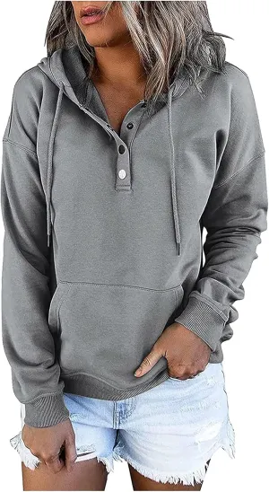 Dressy Casual Hoodies For Women Long Sleeve Pullover Tops Drawstring Hooded Sweatshirts Fall Fashion Outfits 2024