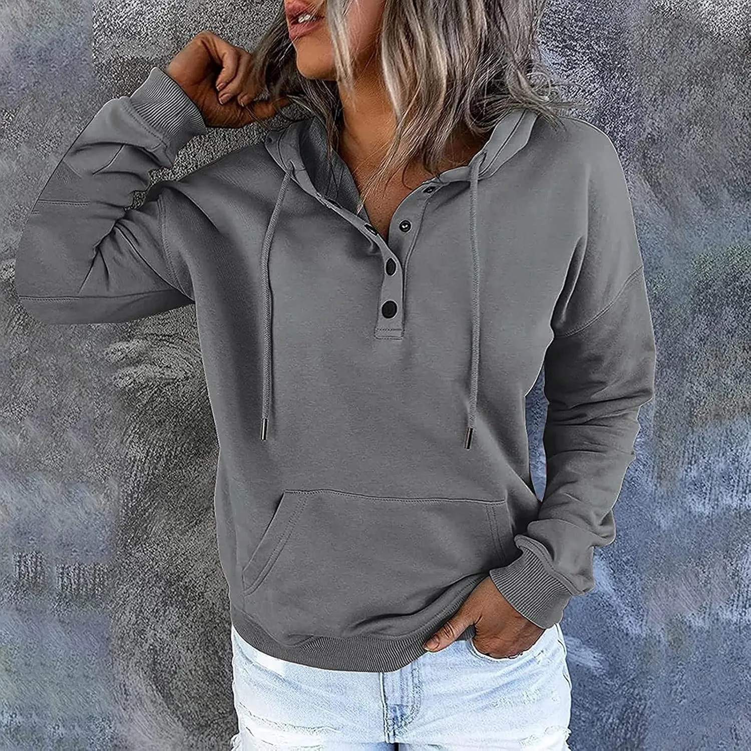 Dressy Casual Hoodies For Women Long Sleeve Pullover Tops Drawstring Hooded Sweatshirts Fall Fashion Outfits 2024