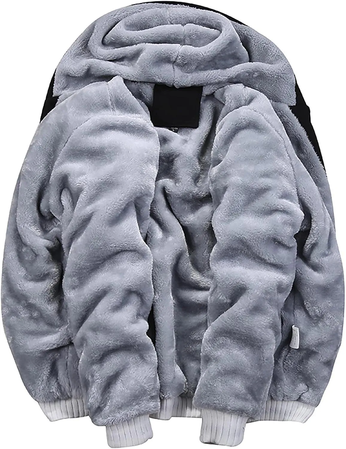 DuDubaby Men's Autumn and Winter Color Loose Casual Plush Jacket