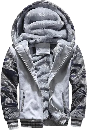 DuDubaby Men's Autumn and Winter Color Loose Casual Plush Jacket