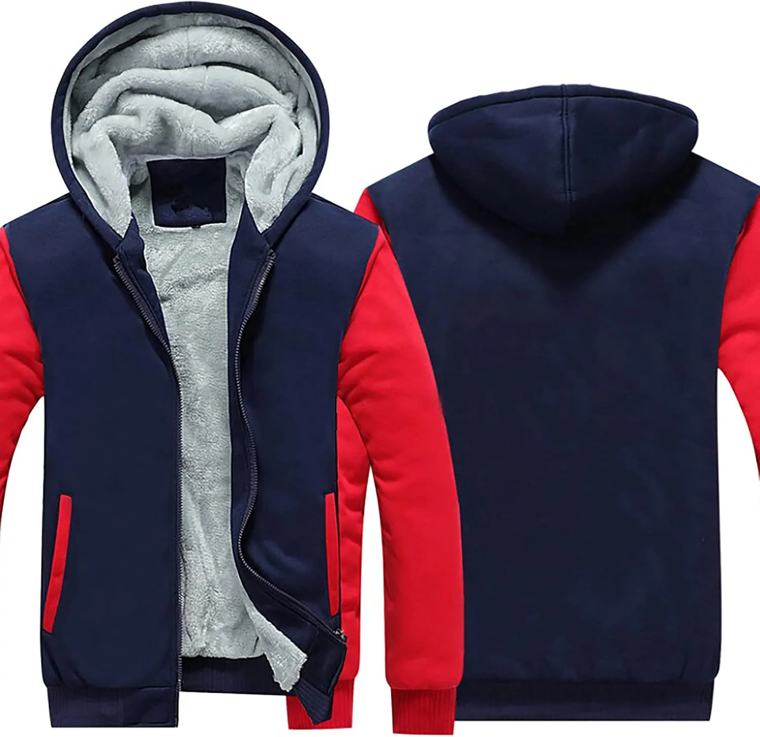 DuDubaby Men's Autumn and Winter Color Loose Casual Plush Jacket