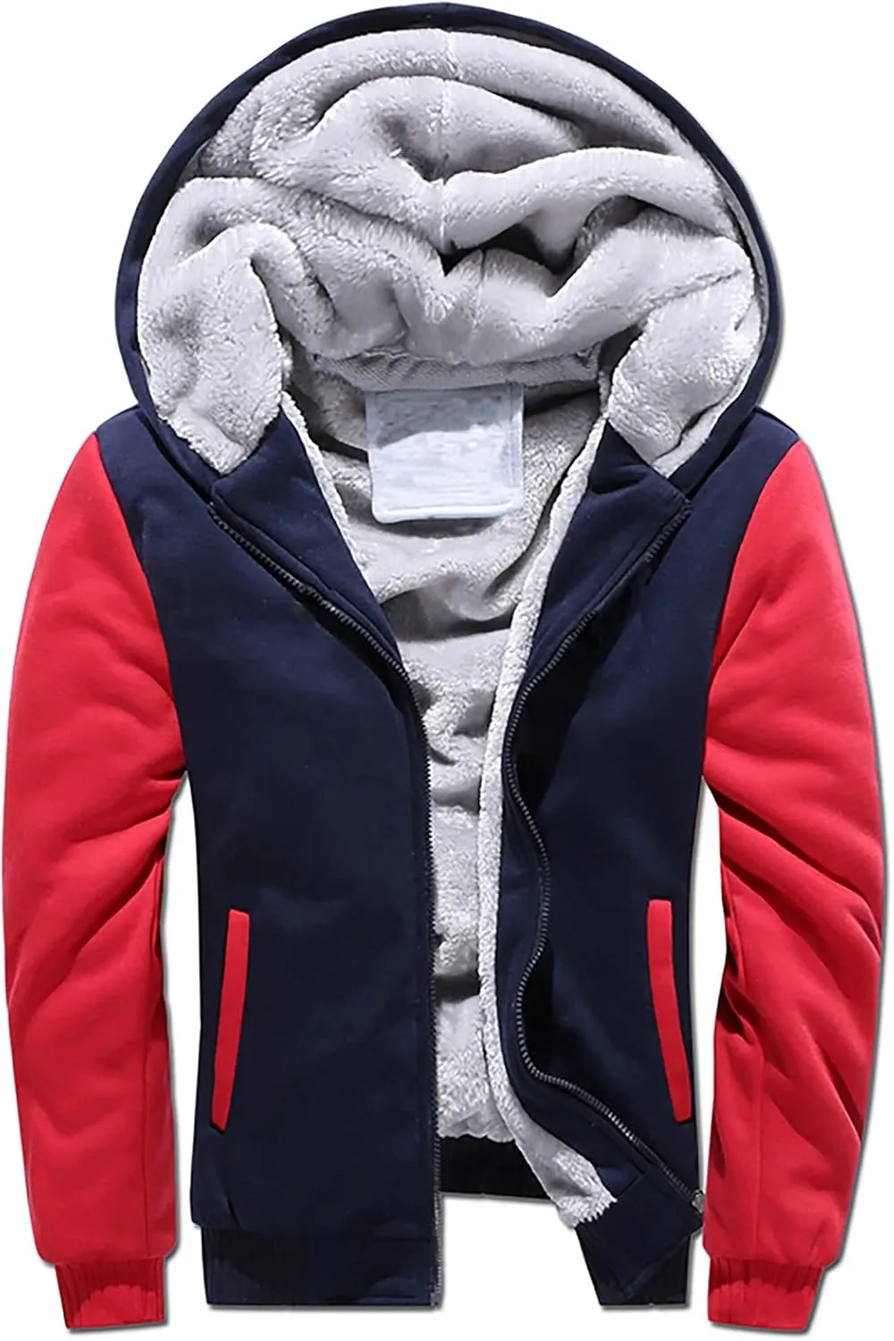 DuDubaby Men's Autumn and Winter Color Loose Casual Plush Jacket