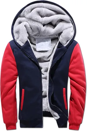 DuDubaby Men's Autumn and Winter Color Loose Casual Plush Jacket