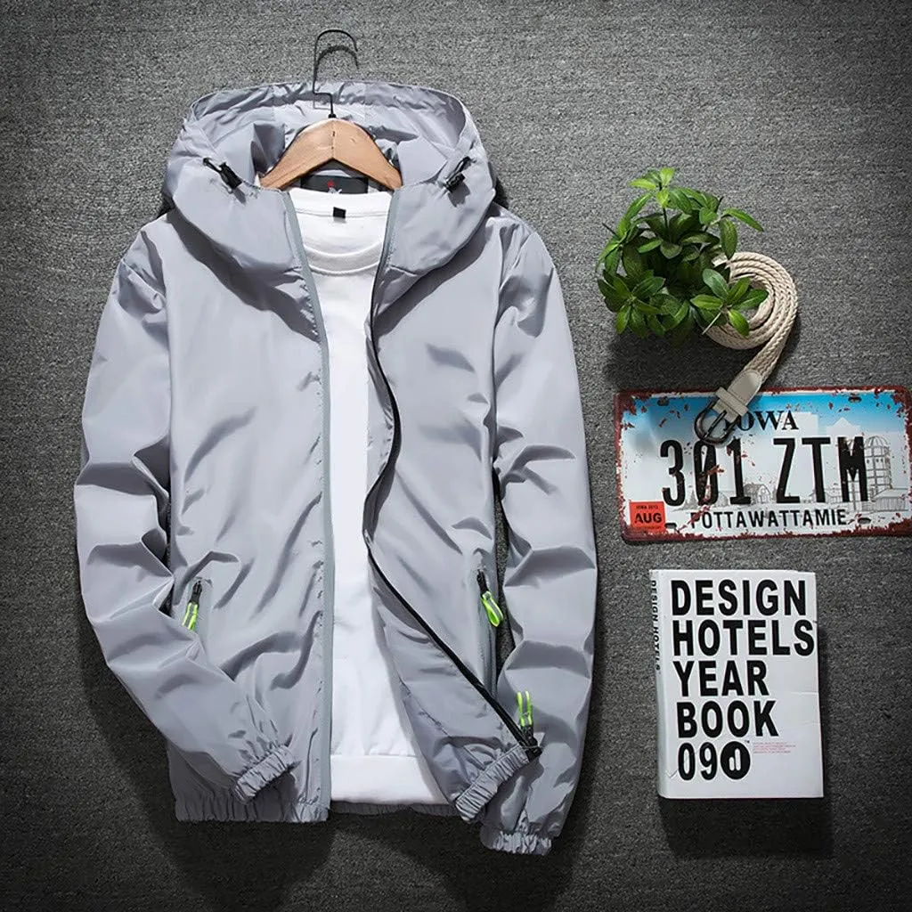 DuDubaby Mens Autumn Casual Camouflage Printing Plus Size Hoodie Two-Sided Wear Thin Coat