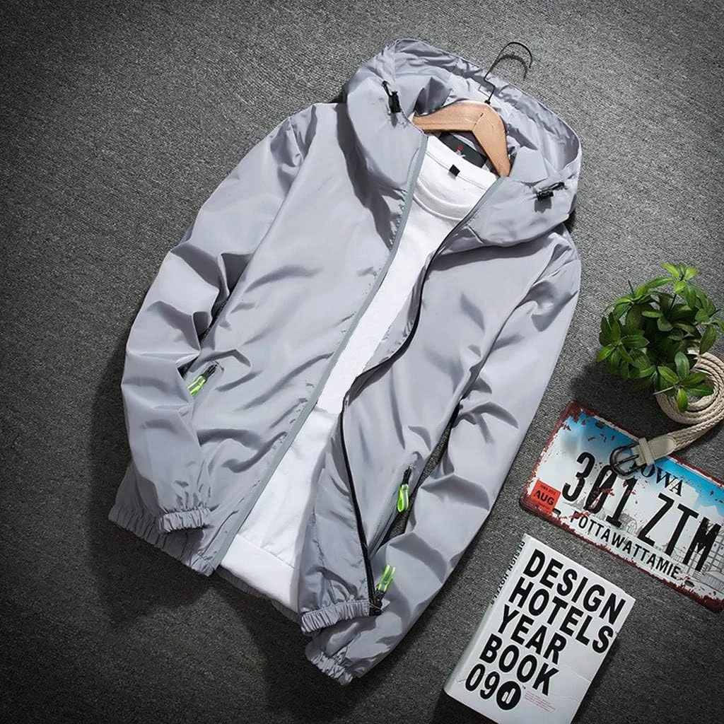 DuDubaby Mens Autumn Casual Camouflage Printing Plus Size Hoodie Two-Sided Wear Thin Coat