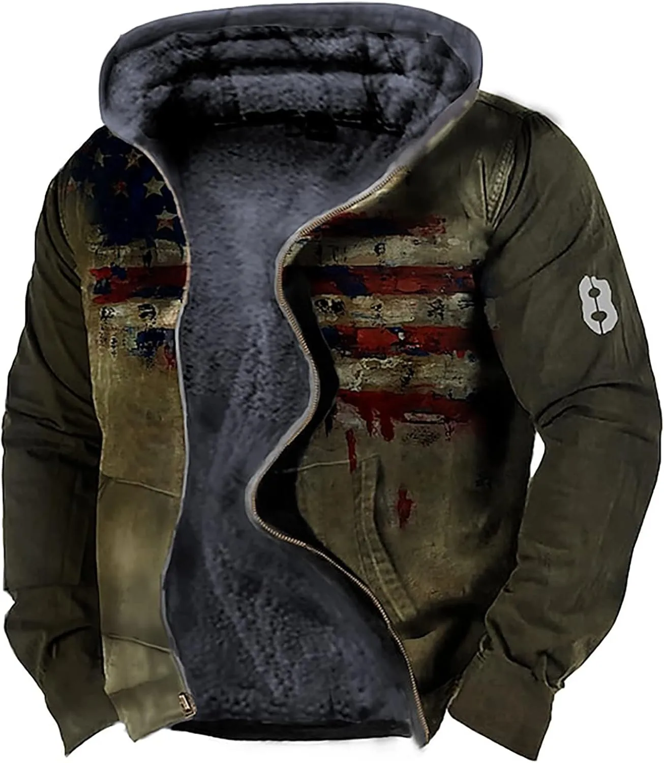 DuDubaby Men's Casual Camouflage Sports Sweatshirt Long Sleeve Zipper Hooded Jacket Coat