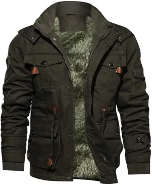 DuDubaby Mens Windbreaker Jackets Lightweight Men's Winter Thickened Pocket Cotton Coat Outwear Coat