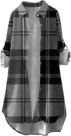 Fall Cardigans for Women 2024,Open Front Roll Up Sleeve Tops Button Down Plaid Shirts Oversized Cardigan