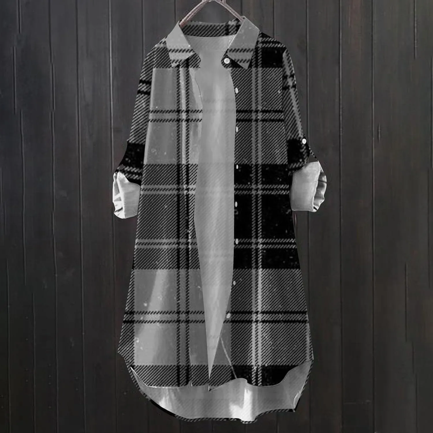 Fall Cardigans for Women 2024,Open Front Roll Up Sleeve Tops Button Down Plaid Shirts Oversized Cardigan