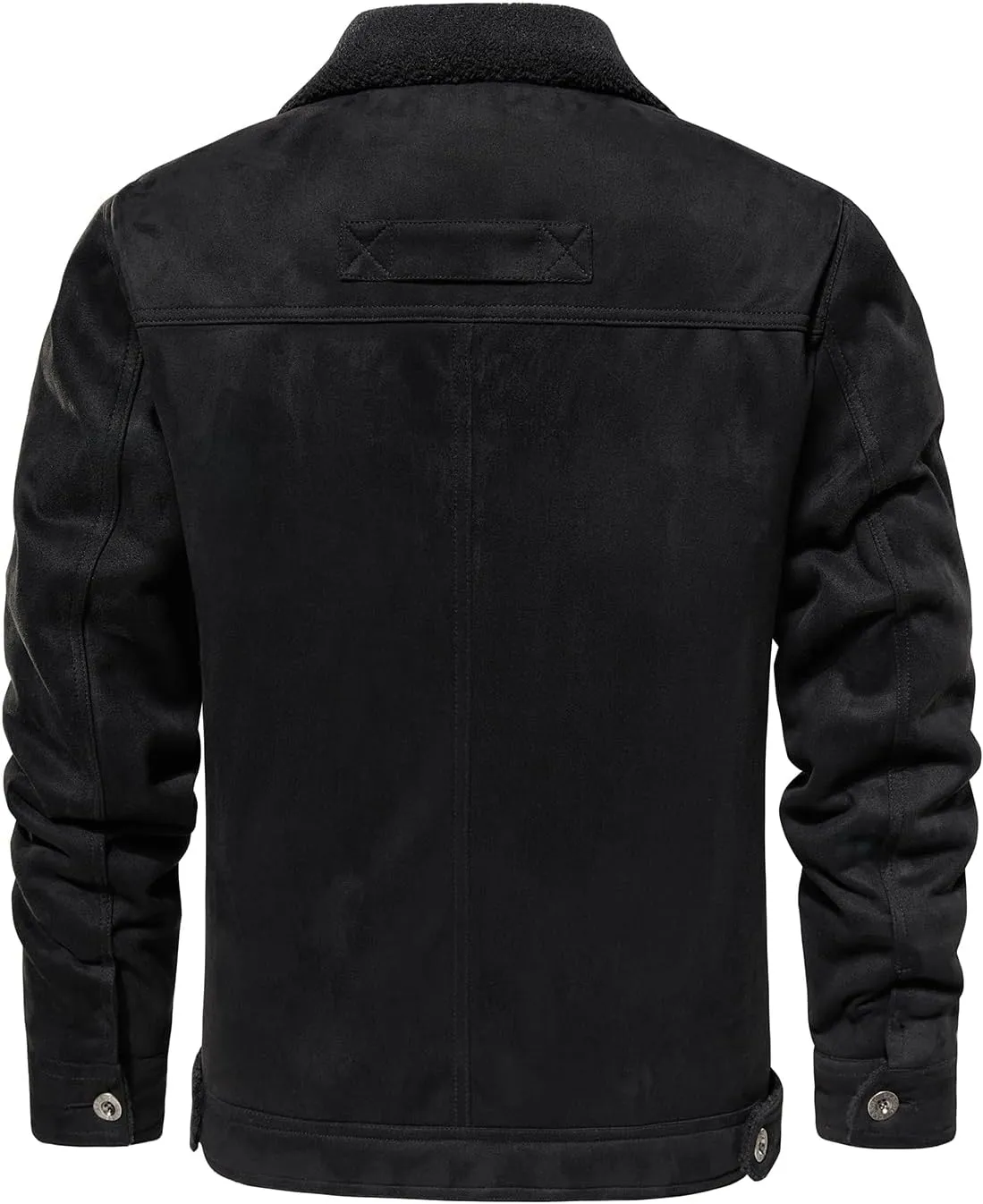 FANARCHER Men’s Casual Winter Jackets Faux Suede Leather Sherpa Jackets Warm Fleece Lined Turn-Down Coat with 5 Pockets